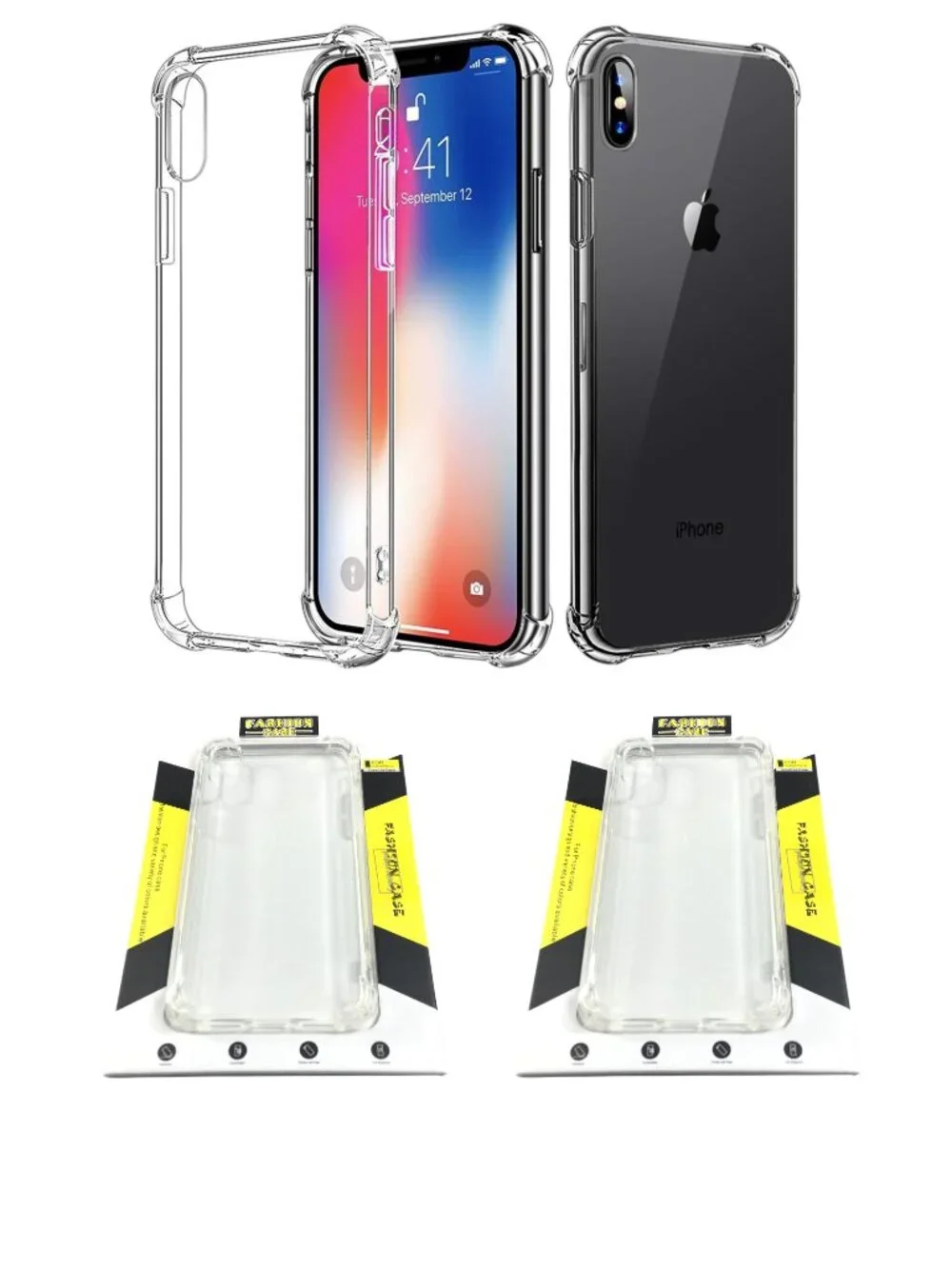 2 NEW iPhone Xs 1Os X 10 Clear Case Cover Transparent Slim Shock Absorption NIP